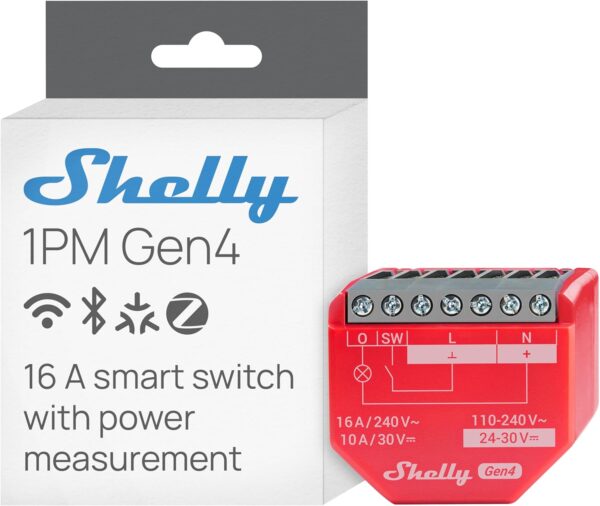 Shelly Plus 1PM - Smart Wi-Fi Relay with Power Monitoring